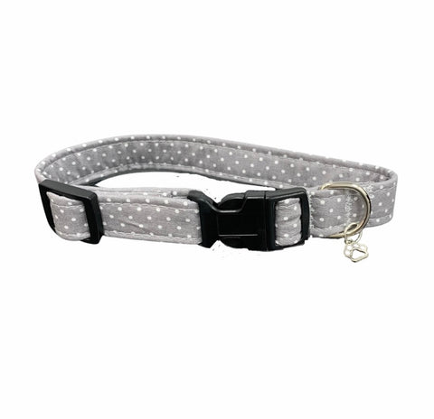 Grey polka dot pet collar